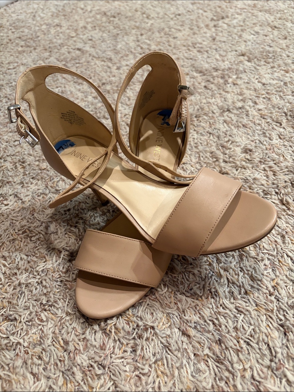 Nine West Beige Ankle-Strap Heels